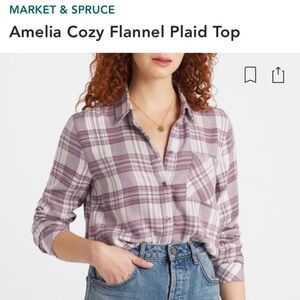 NWT Market & Spruce Amelia Cozy Flannel Plaid Top Size Medium
